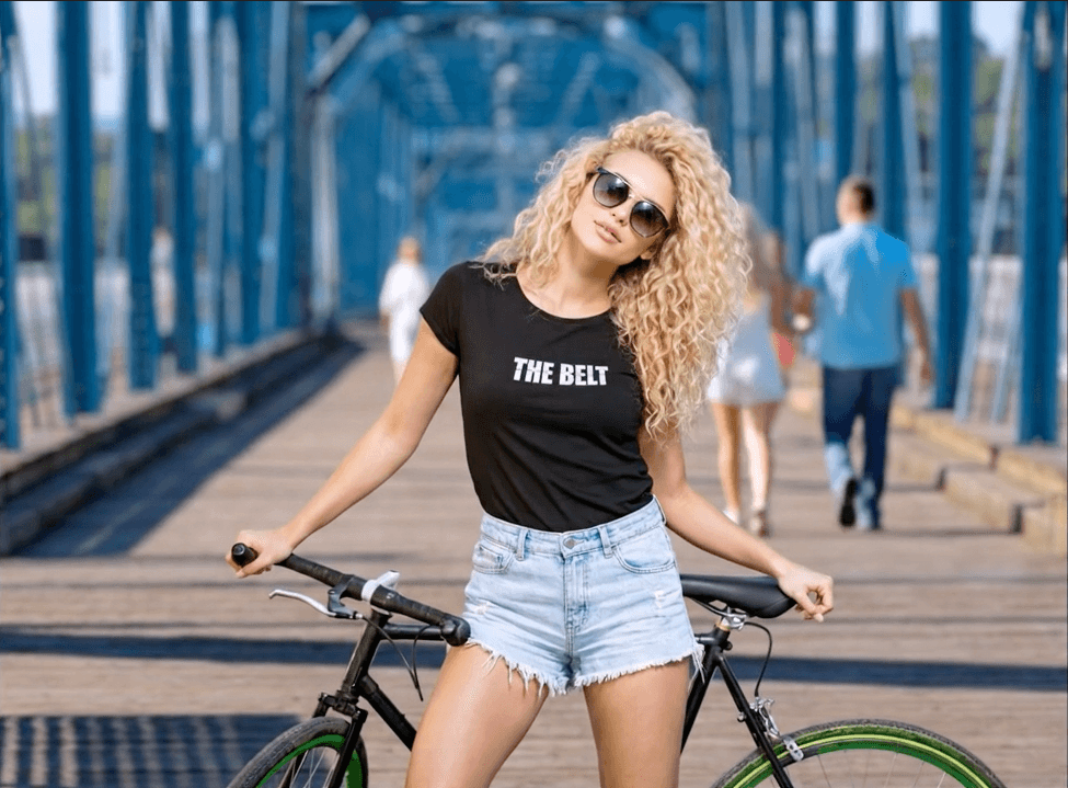 The Belt - Black t-shirt modeling