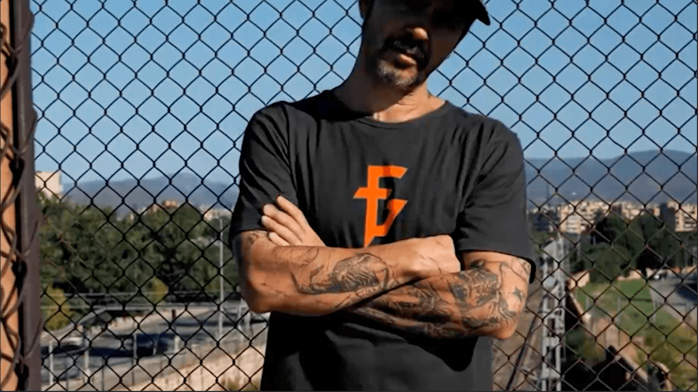 Man Modeling FG T-Shirt on overpass